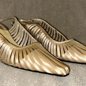 Caparros Champagne Silk Slingback Heels